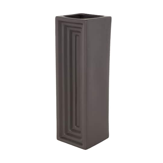 18" Black Ceramic Rectangular Decorative Vase